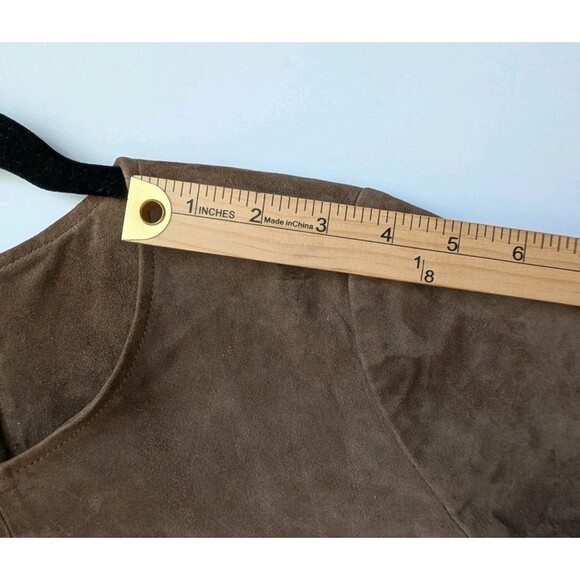 NWT Sessun Genuine Real Leather Suede Brown Shift Mini Dress Medium - Picture 10 of 14